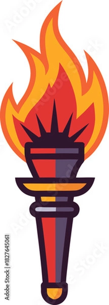 Obraz Torch with fire in hand, white background