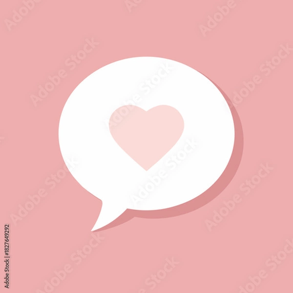 Obraz 3D vector heart speech bubble soft pink minimalist UI UX