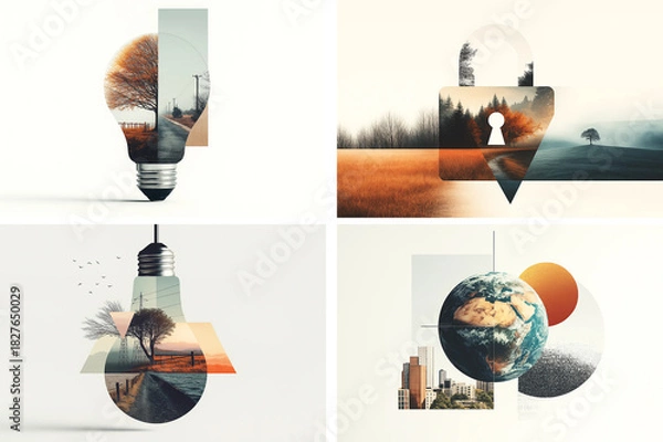 Obraz Visual collage-representation of a technological environment project