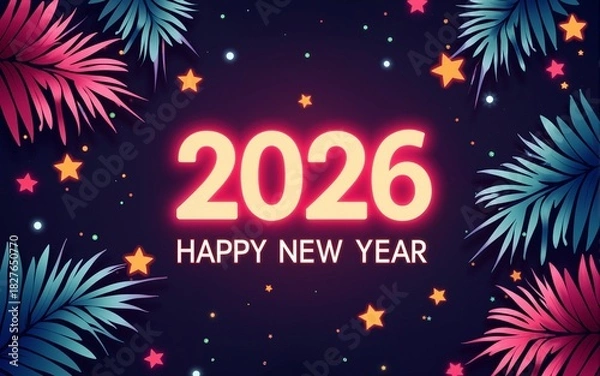 Fototapeta 2026 Happy New Year club poster Background for your Flyers and Greetings Card graphic or new year themed party invitations. abstract vector illustration design. High quality