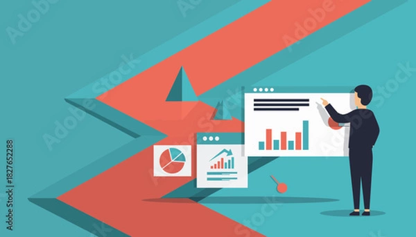 Fototapeta Business presentation and growth guiding data analysis and financial success