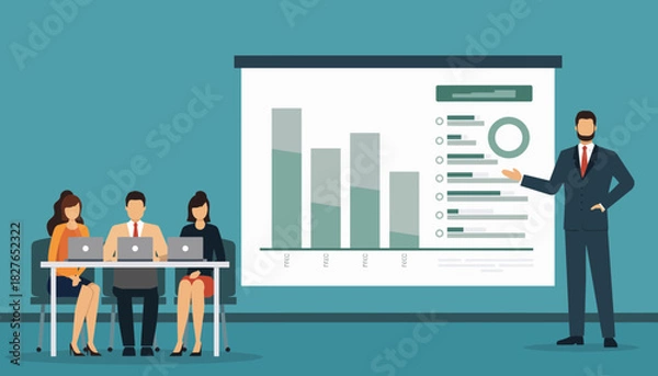 Fototapeta Business Presentation Analyzing Data and Strategies for Corporate Growth and Success