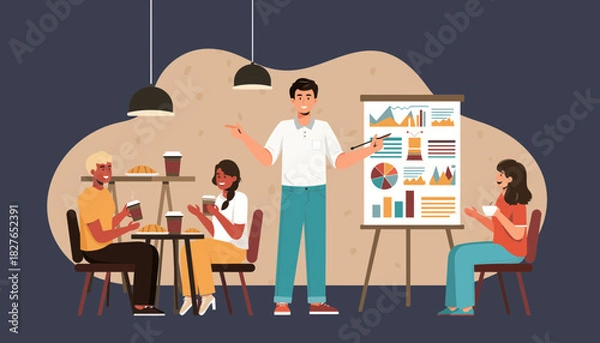 Fototapeta Business Presentation Team Collaboration and Data Analysis for Project Success