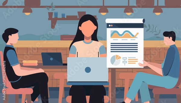 Fototapeta Engaging business presentation showcasing data insights and strategic planning in a collaborative meeting environment