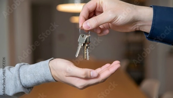 Obraz Handing Over Keys - New Home or Car Ownership Concept