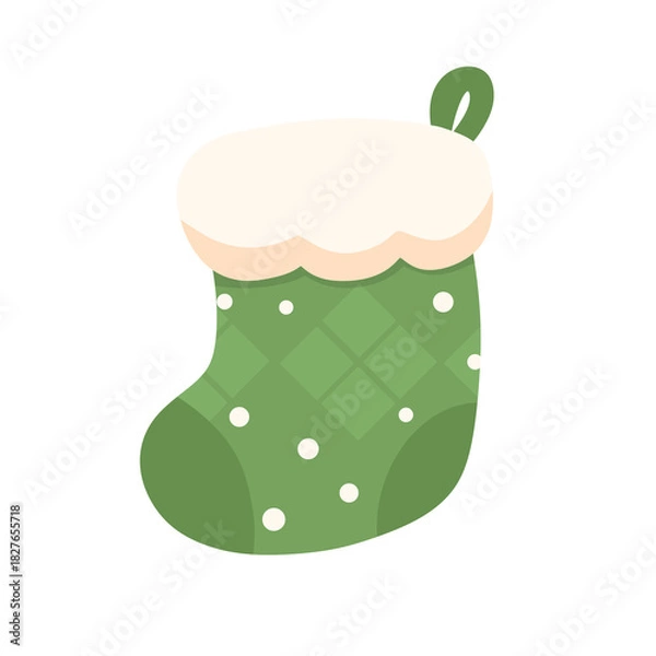 Fototapeta Festive Stocking Illustration: A charming, decorative Christmas stocking with a cozy design and a touch of holiday magic, ready to be filled with joyful gifts.