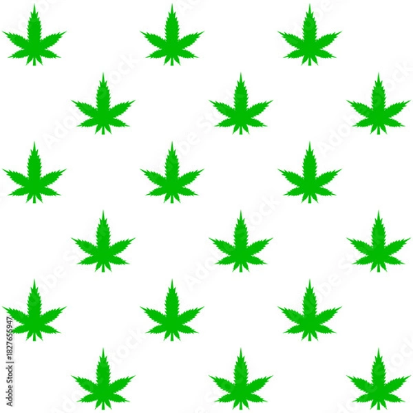 Fototapeta Cannabis leaf seamless pattern. Marijuana symbol representing marijuana, hemp culture, legalization, medical use. Ideal for packaging, backgrounds, textiles and modern graphics. Vector illustration. 