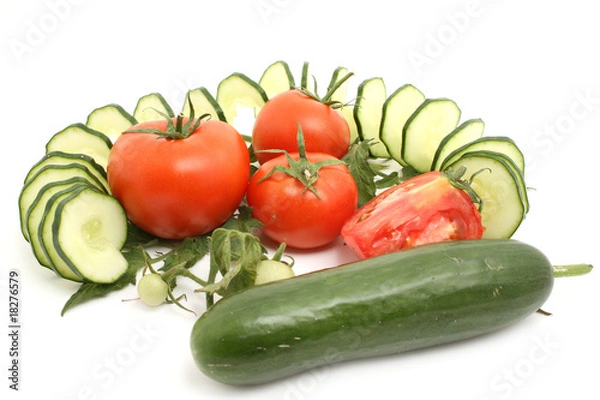 Fototapeta tomato and cucumber