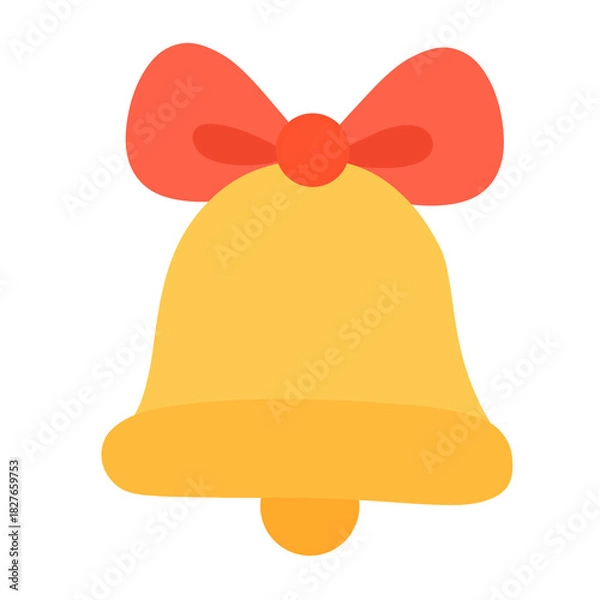 Fototapeta Golden Bell with Red Ribbon: A delightful golden bell adorned with a festive red ribbon, symbolizing celebration and joy, ready to announce a special moment. 