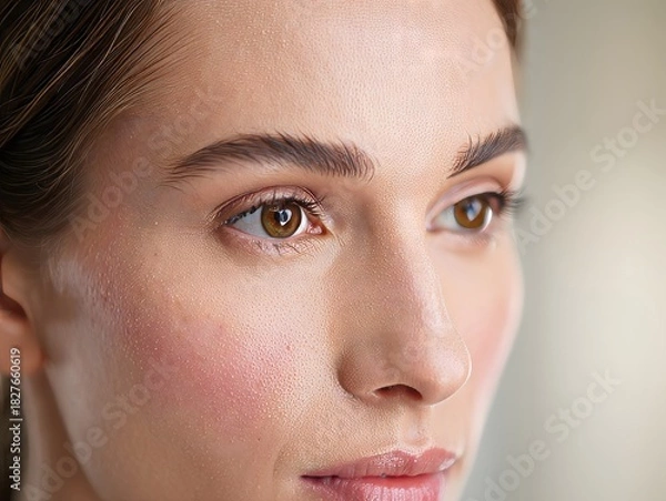 Obraz Close-up of a Woman's Eye and Forehead with Dewy Skin