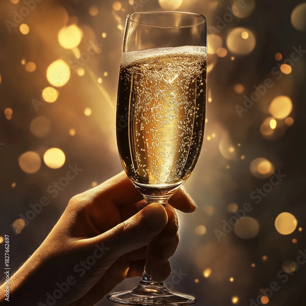 Fototapeta Toast to success with sparkling champagne in a celebratory atmosphere perfect for new years eve events