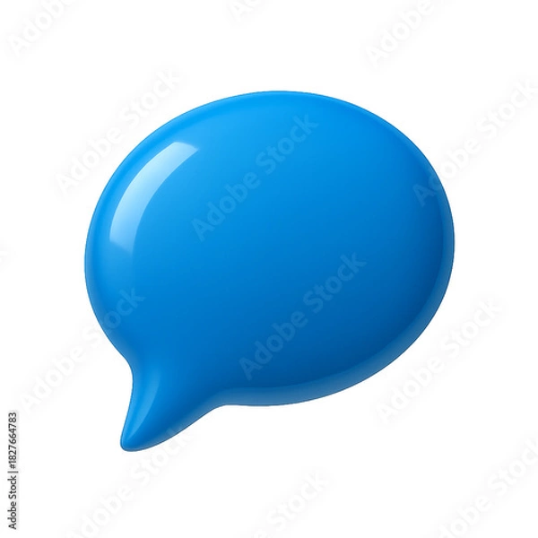 Fototapeta Glossy blue 3D speech bubble icon isolated on transparent background