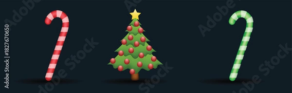 Fototapeta Christmas tree with candy cane decorations