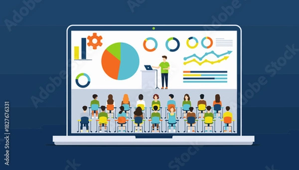 Fototapeta Engaging Business Presentation with Data Analysis and Audience Participation