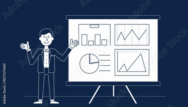 Fototapeta Business presentation with data visualization Analyzing charts and graphs for corporate success