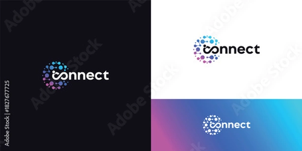 Obraz connection logo molecule digital technology icon vector illustration