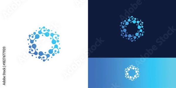 Obraz Modern Technology connection idea, molecular symbol, digital technology network, global solution, logo design template.