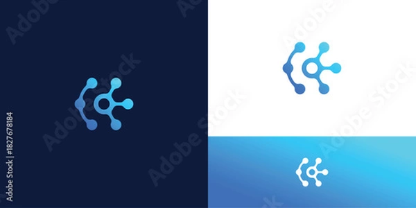 Obraz Modern technology connection symbol  abstract , dot, Blockchain, molecular,  and system graphic design vector illustration. Symbol, icon, creative logo design 