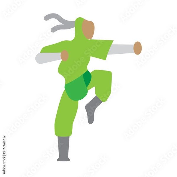 Fototapeta Ninja Pose Vector Flat Icon Design