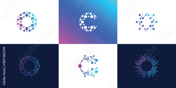 Obraz technology connection  icon set vector  logo design