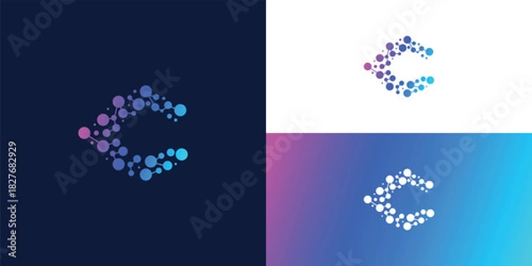 Obraz Innovate technology startup logo concept, digital solution symbol, isolated vector logo design