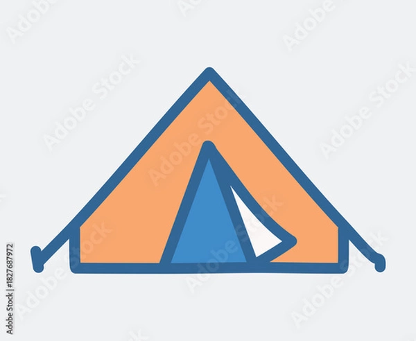 Obraz Simple Hand Drawn Vector Camping Tent Icon Illustration
