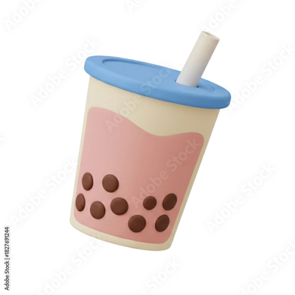 Obraz Cute 3D Bubble Tea Drink Icon Illustration