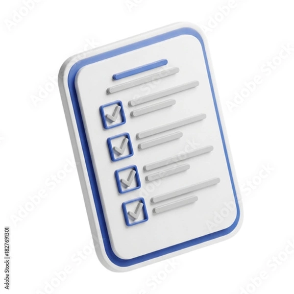 Obraz 3D Checklist Icon for Task Management and Document Tracking