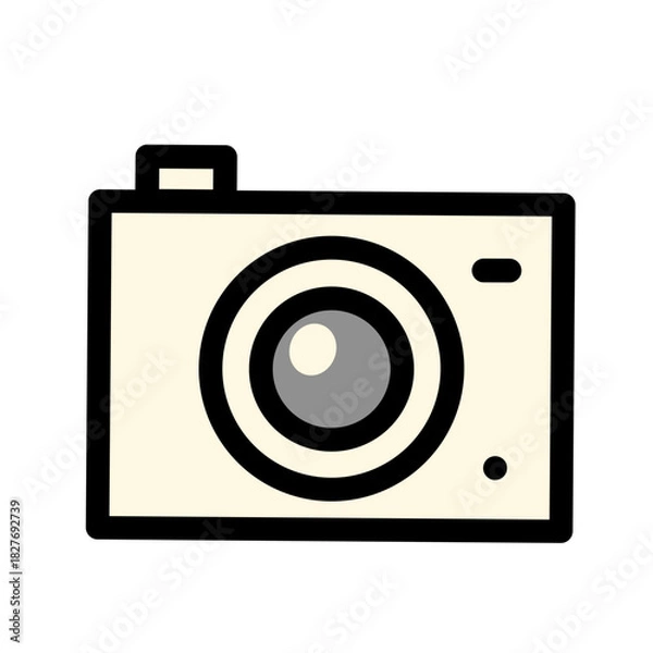 Fototapeta Beige Point and Shoot Camera Icon – Flat Vector