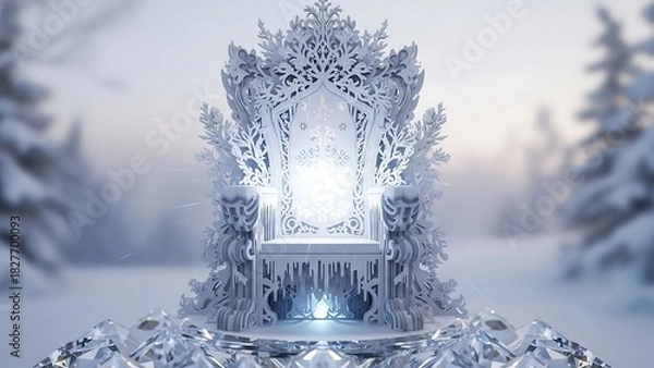 Fototapeta Ice Throne in Winter Wonderland - A Frozen Fantasy Scene.