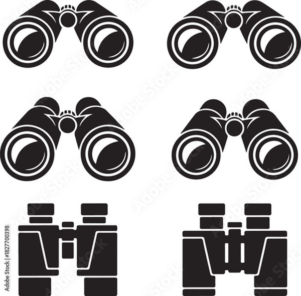 Obraz Set of binoculars icons in various styles for observation and search