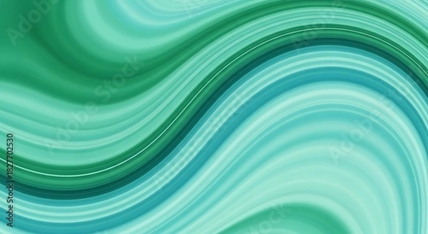 Fototapeta Abstract flowing wave pattern background in vibrant shades of teal and green color gradient