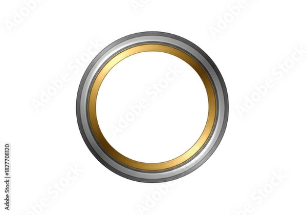 Fototapeta Ornate oval frame with metallic gold and silver accents isolated on transparent background