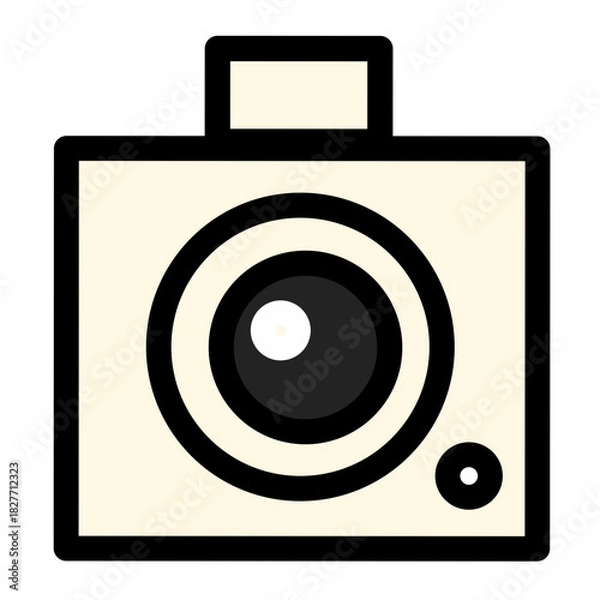 Obraz Square Vintage Camera Icon – Flat Outline Vector