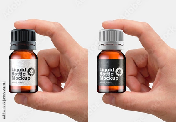 Obraz Small Liquid Bottle Mockup in Hand