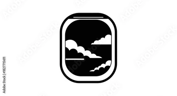 Fototapeta View of clouds through an airplane window, symbolizing travel and adventure.