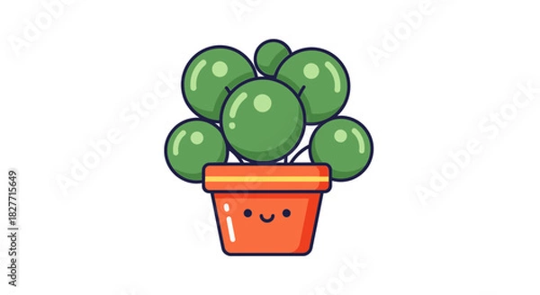 Fototapeta Cute potted succulent with a happy face, bringing cheerful greenery to any space.