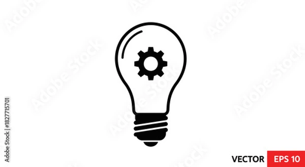 Fototapeta Lightbulb with gear inside symbolizes innovation and mechanical ideas