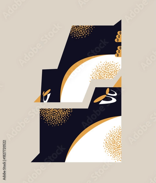 Fototapeta Set of abstract geometric stylized penguin characters isolated on background. Funny sad birds, winter wildlife, annoyed faces concept. Vector flat illustration