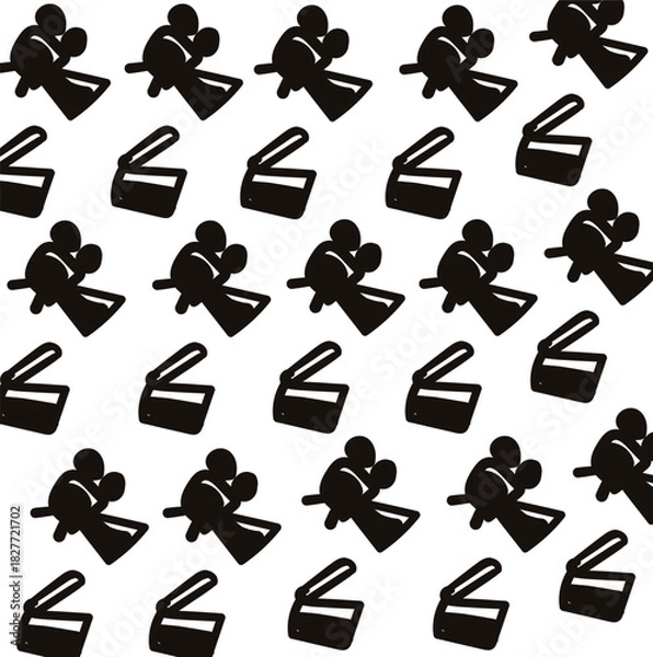 Fototapeta Video cameras and the clasp of film takes create texture.