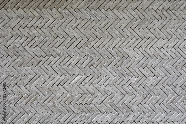 Fototapeta Gray Fishbone Tiles Bricks Background Texture Pattern