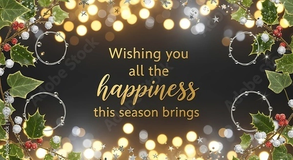 Obraz Holiday Greeting: A festive holiday greeting card, with warm wishes. With beautiful seasonal elements, offering festive wishes