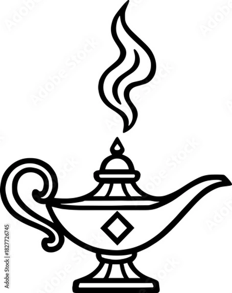 Fototapeta Genie Lamp Scalable SVG Vector Graphic with Editable Paths and Layers for Web, UI Design, Digital Art, and Print Applications