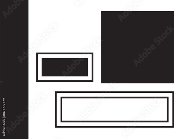 Fototapeta Abstract Geometric Layout Black and White Shapes
