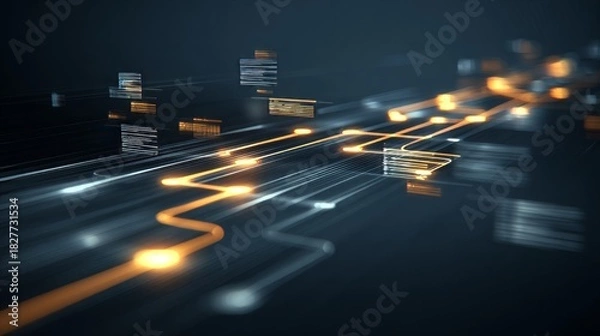 Obraz dynamic digital flow graph with bright