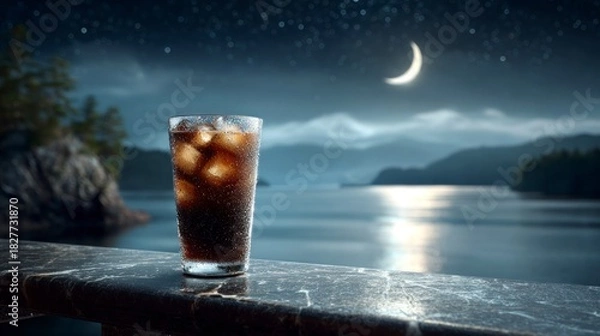 Obraz Refreshing drink under night sky