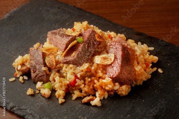 Obraz ガーリックステーキライス