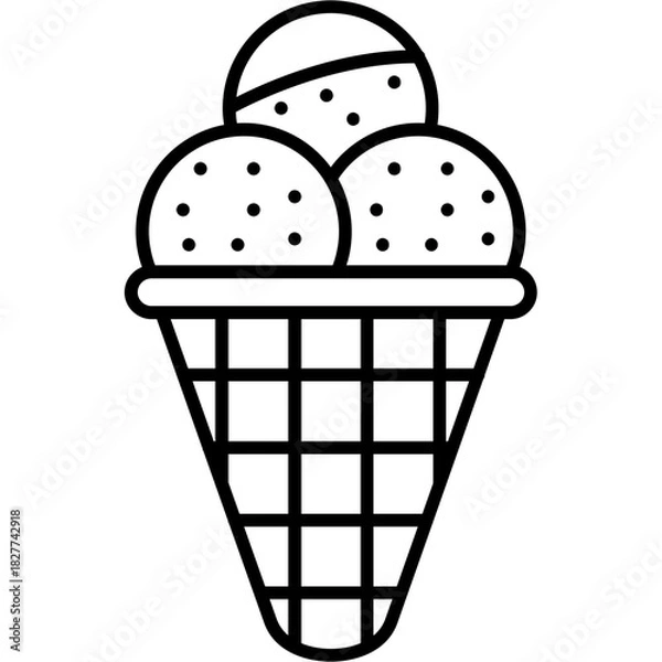 Fototapeta Ice Cream Cone Outline Icon