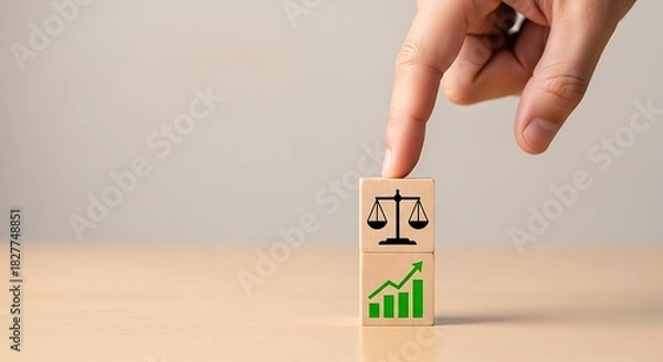 Obraz Growth in Justice Balancing Legal Scales and Market Expansion Concepts