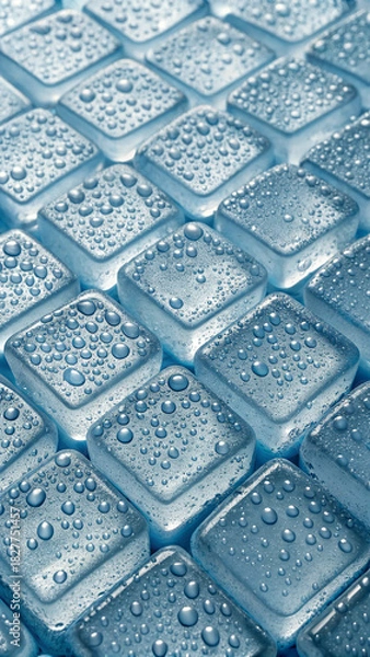 Obraz Ice cubes, detailed with visible water droplets on the surface, giving realistic and refreshing appearance.